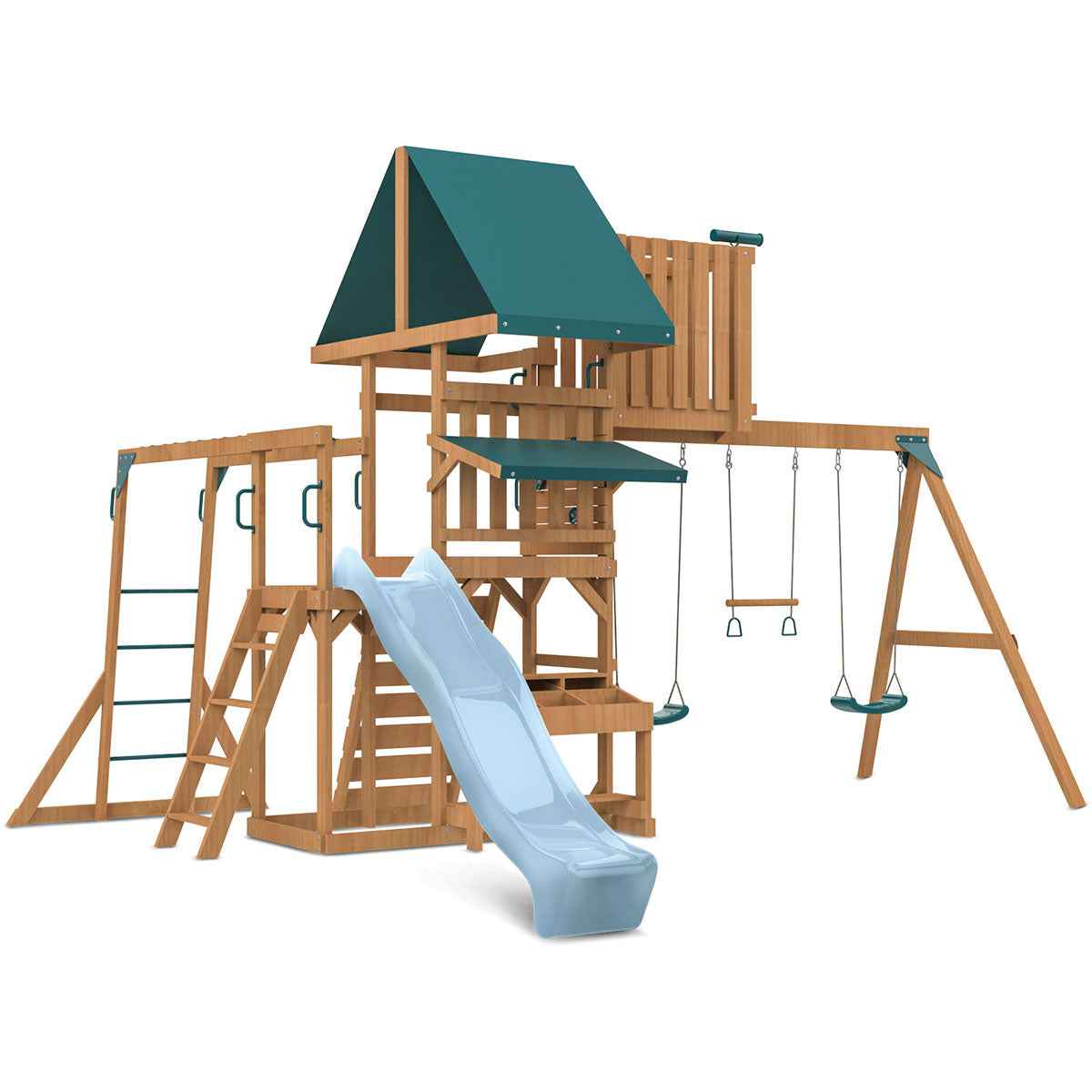 Lifespan Kids Walton Swing Set, Monkey Bars & Play Centre with 2.2m Slide (Pastel Blue)