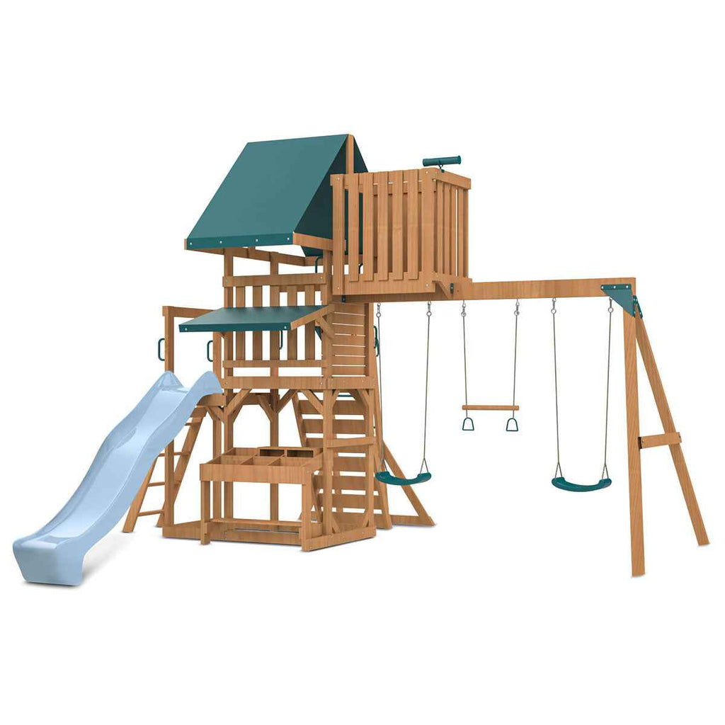 Lifespan Kids Walton Swing Set, Monkey Bars & Play Centre with 2.2m Slide (Pastel Blue)