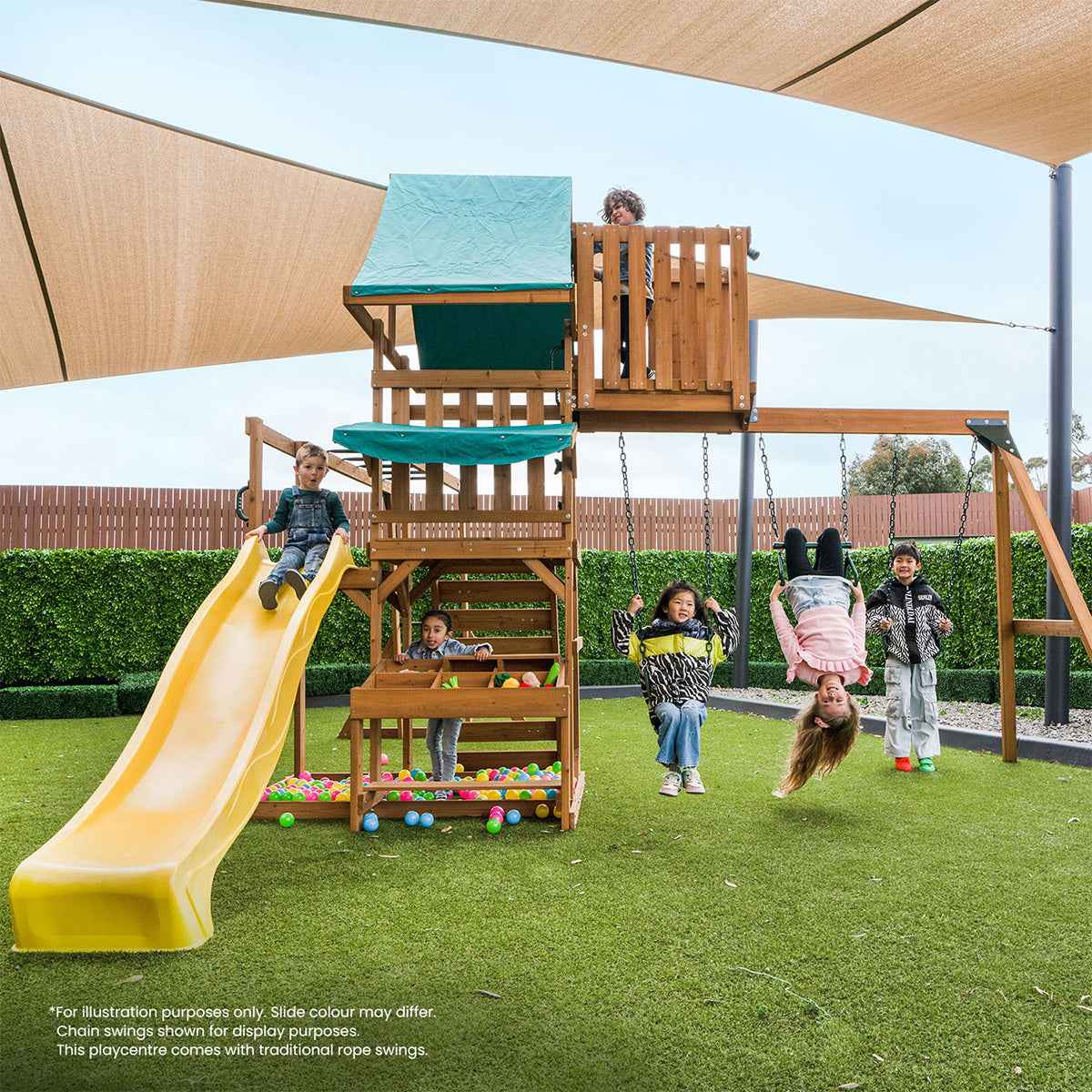 Lifespan Kids Walton Swing Set, Monkey Bars & Play Centre with 2.2m Slide (Pastel Green)