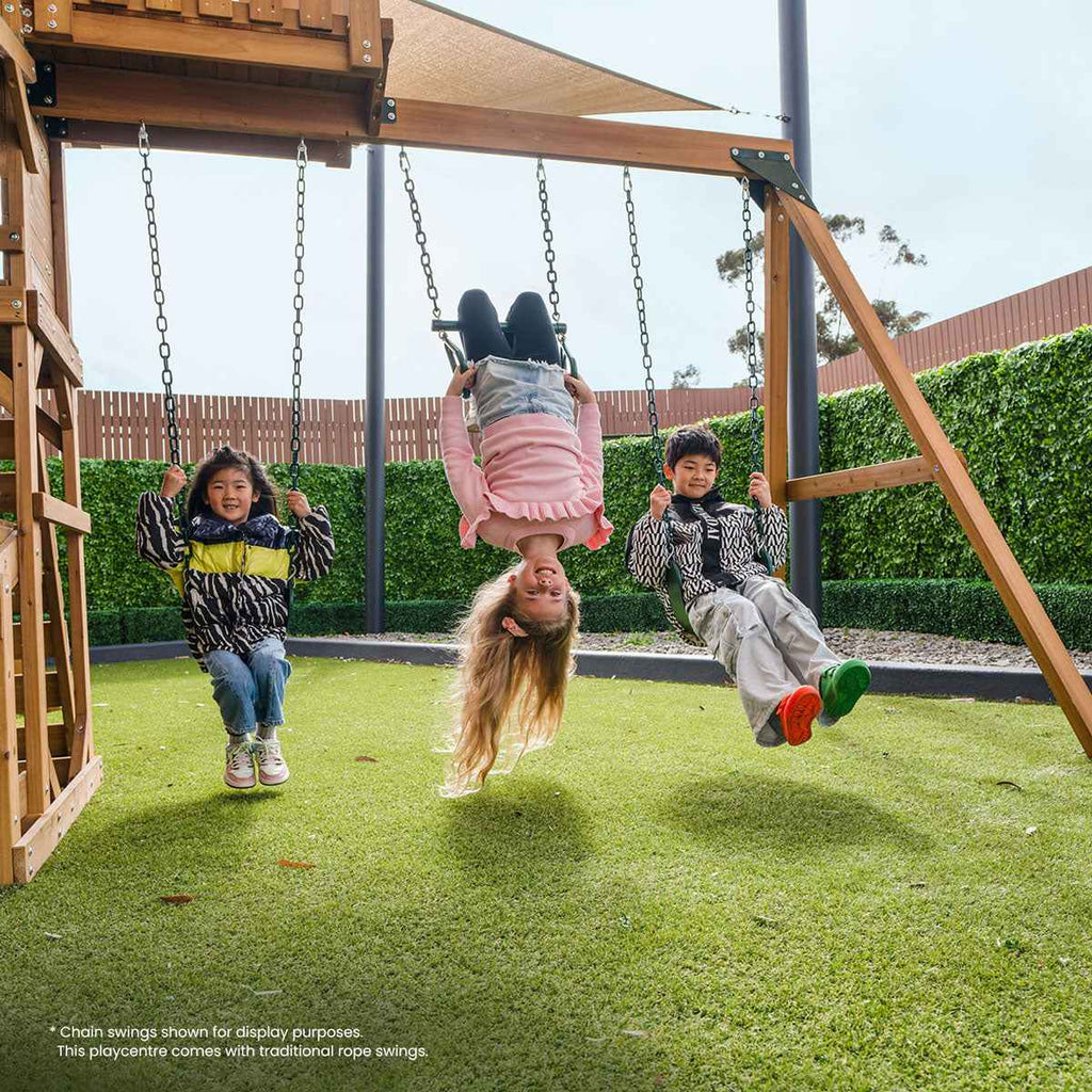 Lifespan Kids Walton Swing Set, Monkey Bars & Play Centre with 2.2m Slide (Pastel Green)