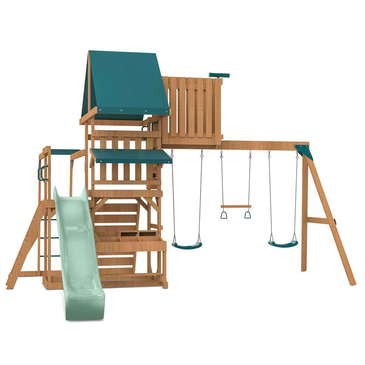 Lifespan Kids Walton Swing Set, Monkey Bars & Play Centre with 2.2m Slide (Pastel Green)