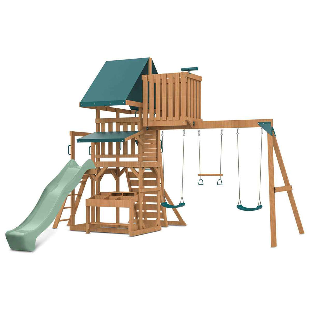 Lifespan Kids Walton Swing Set, Monkey Bars & Play Centre with 2.2m Slide (Pastel Green)