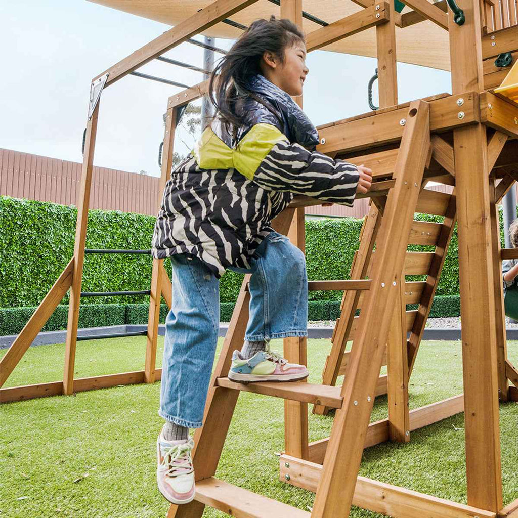 Lifespan Kids Walton Swing Set, Monkey Bars & Play Centre with 2.2m Slide (Pastel Pink)