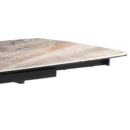 Mesa de comedor MDF Cerámica Tablero de vidrio Extensible Raya decorativa