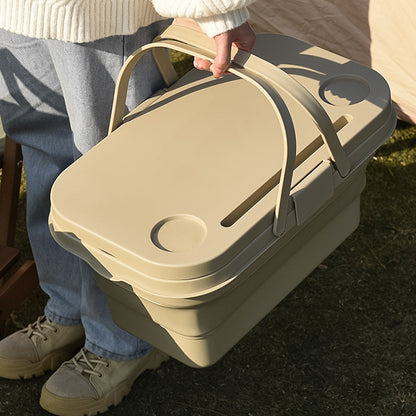 Caja de almacenamiento plegable 3 en 1 para acampar, contenedor de frutas y alimentos para exteriores, cesta para mesa de picnic 