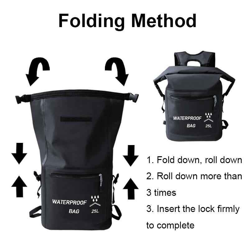 25L Waterproof Beach Bag For Swimming And Upstream Activities Black