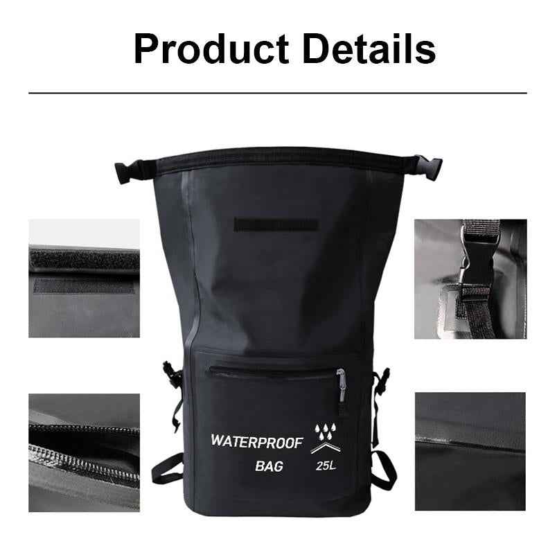 25L Waterproof Beach Bag For Swimming And Upstream Activities Black