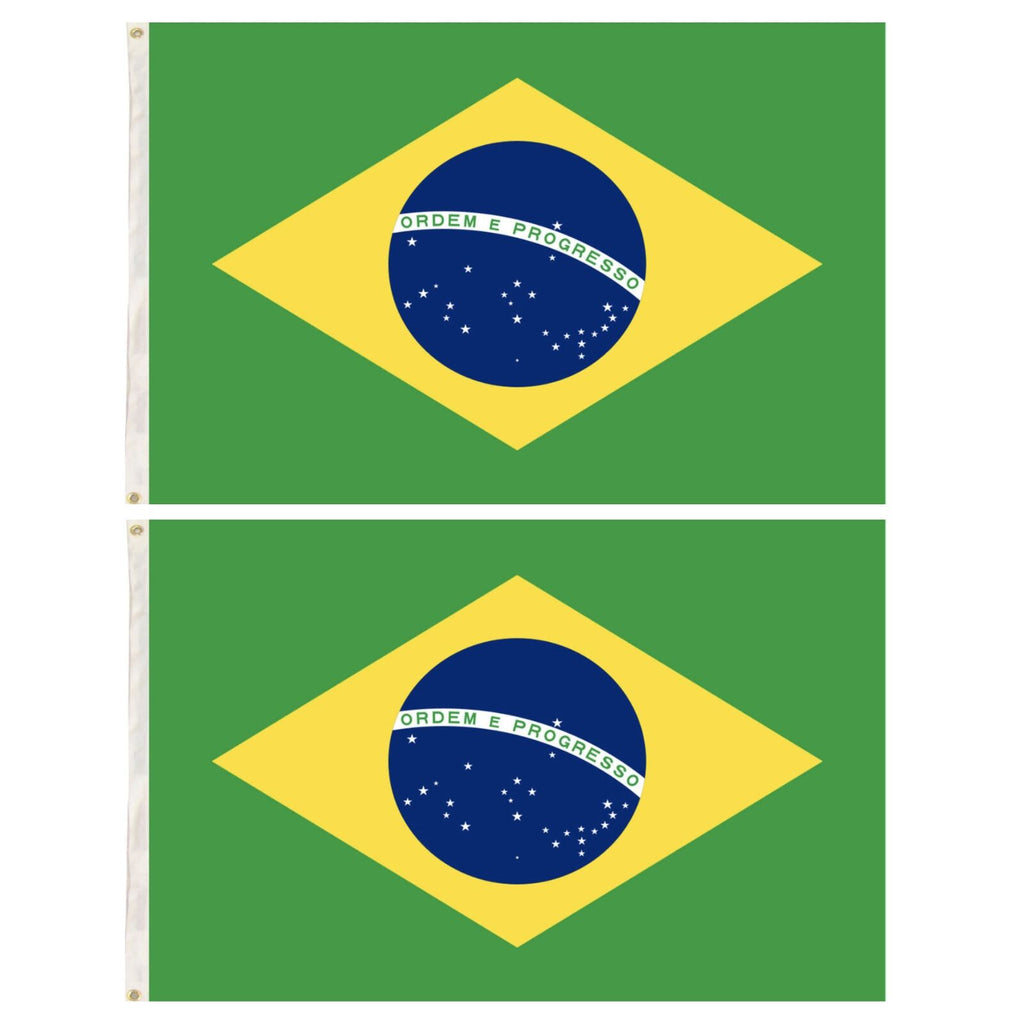 2x Brazil Country Flags Heavy Duty Brasil World Cup Brazilian - 150cm x 90cm