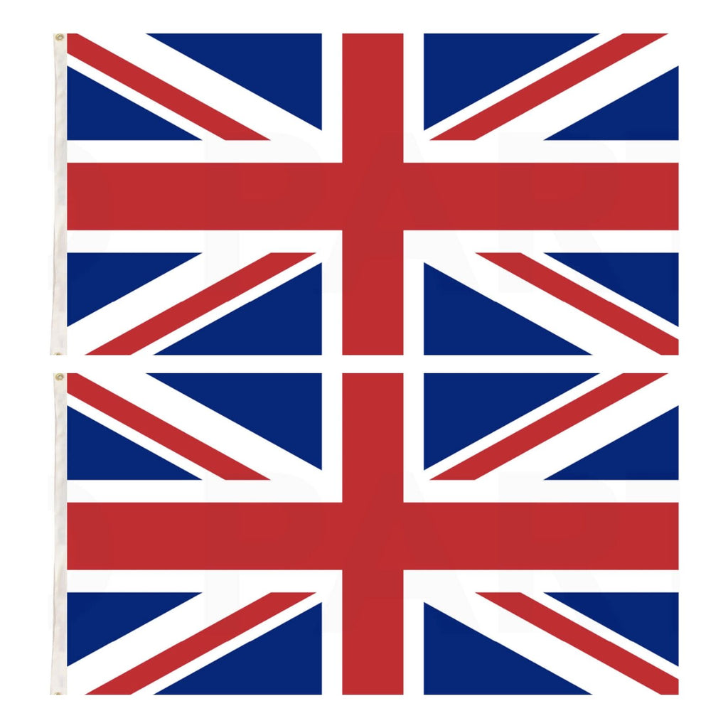 2x United Kingdom Country Flags Union Jack Great Britain UK Heavy Duty - 150cm x 90cm