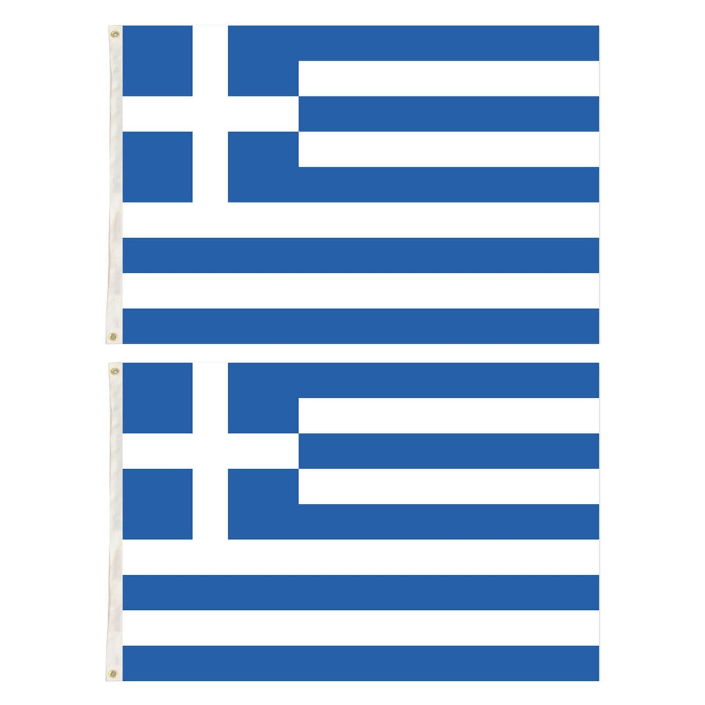 2x Greece Country Flags Greek Heavy Duty National Olympics Europe - 150cm x 90cm