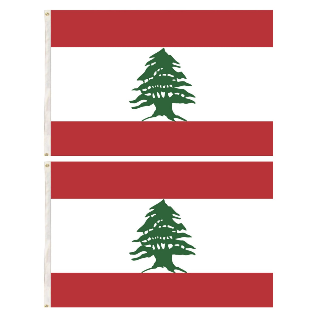 2x Lebanon Lebanese Country Flags Heavy Duty Outdoor - 150cm x 90cm