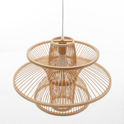 Aurora Natural Hand-Woven Bamboo 3-Layer Pendant Lamp Light