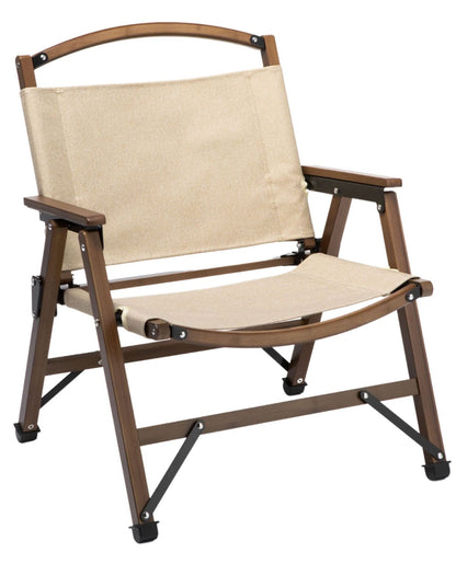 4x Bamboo Foldable Outdoor Camping Chair Wooden Travel Picnic Park Folding - Khaki/Beige