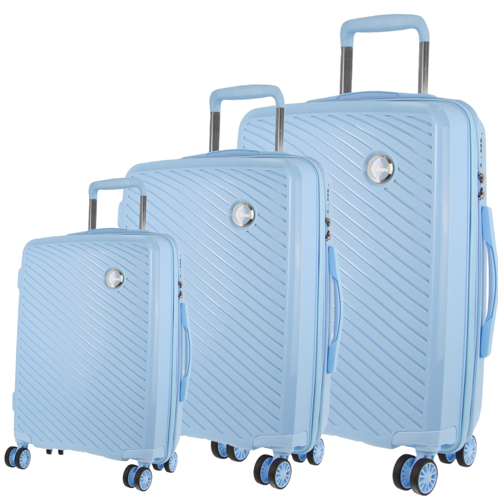 Milleni Hardshell 3-Piece Luggage Bag Travel Carry On Suitcase - Blue