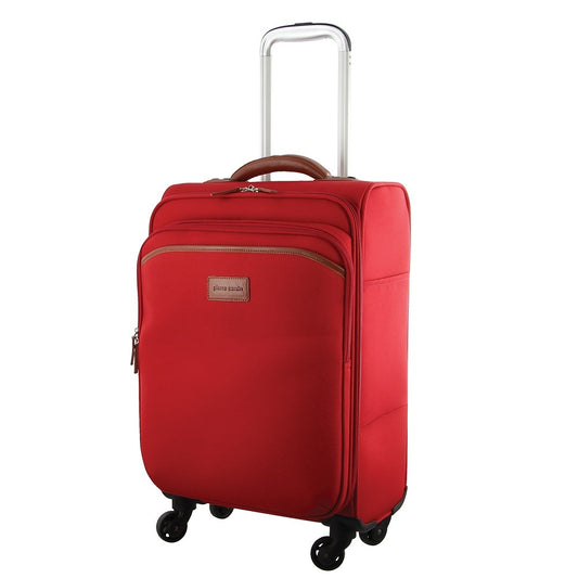 Maleta de cabina de 40 l de carcasa blanda de Pierre Cardin, bolsa de viaje con 4 ruedas, color rojo 