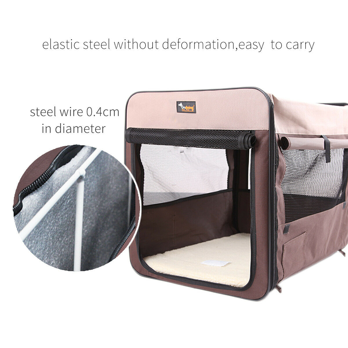 Pet Carrier Bag Soft Dog Crate Cage Kennel Tent House Foldable Portable Car Bed Grey 82*58*58CM