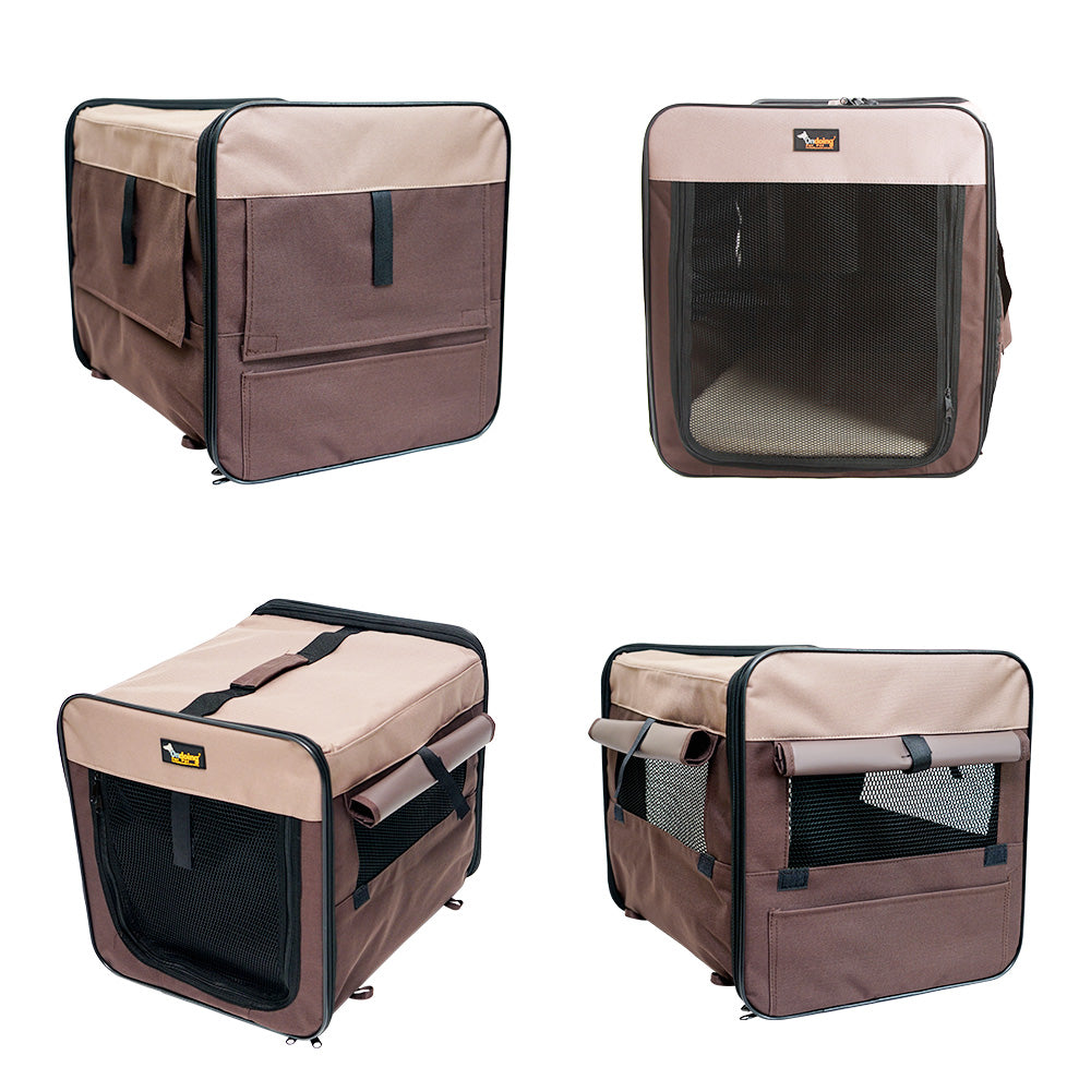 Pet Carrier Bag Soft Dog Crate Cage Kennel Tent House Foldable Portable Car Bed Grey 82*58*58CM