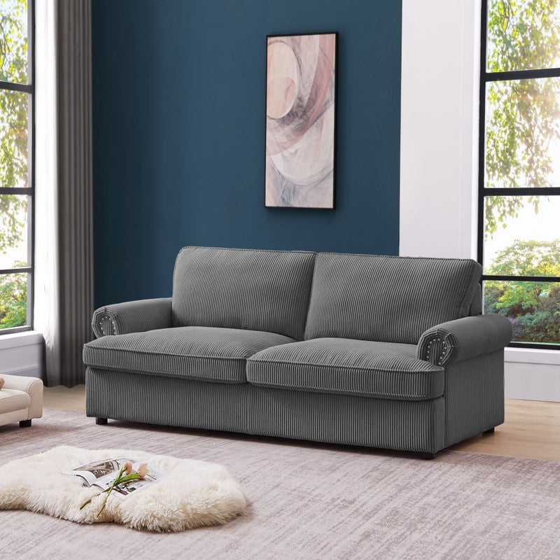PHEBE 3 Seater Sofa bed with Separate Foam Mattress- Corduroy Dark grey