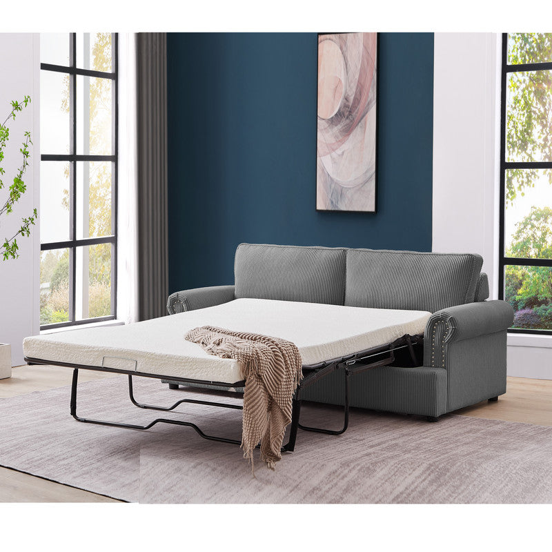 PHEBE 3 Seater Sofa bed with Separate Foam Mattress- Corduroy Dark grey