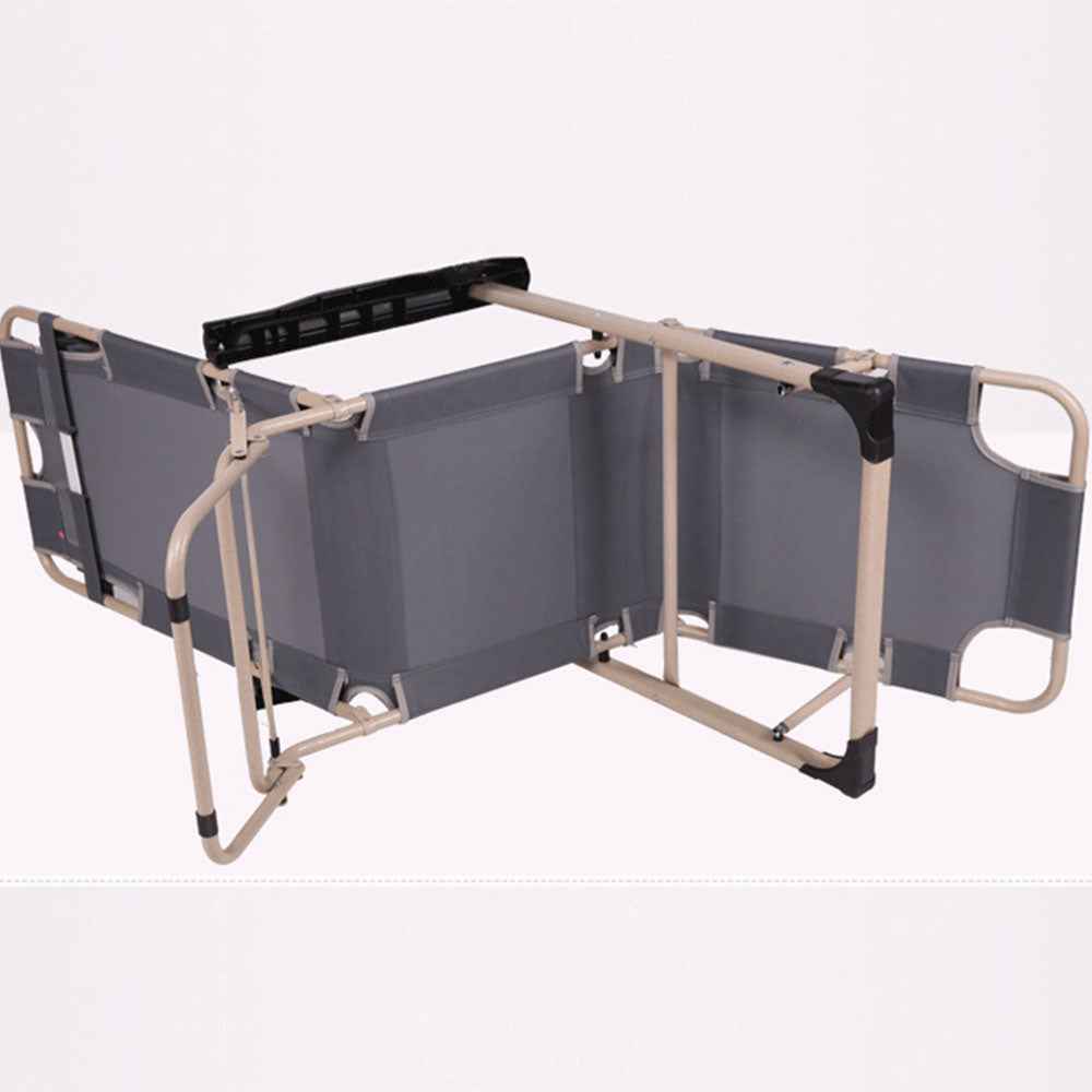 Reclining Sun Beach Deck Lounge Chair Outdoor Folding Camping Fishing Arm Rest - grey