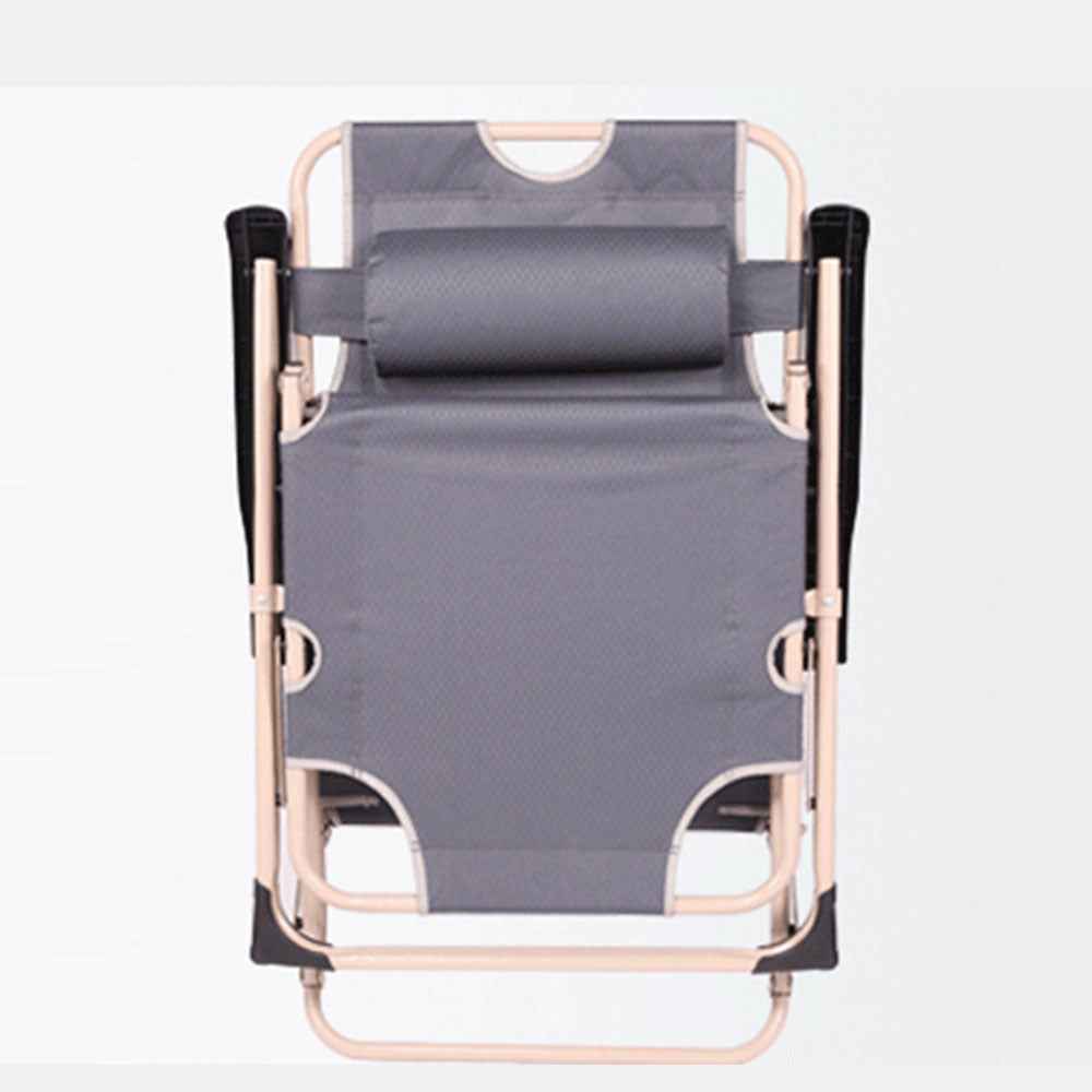 Reclining Sun Beach Deck Lounge Chair Outdoor Folding Camping Fishing Arm Rest - grey