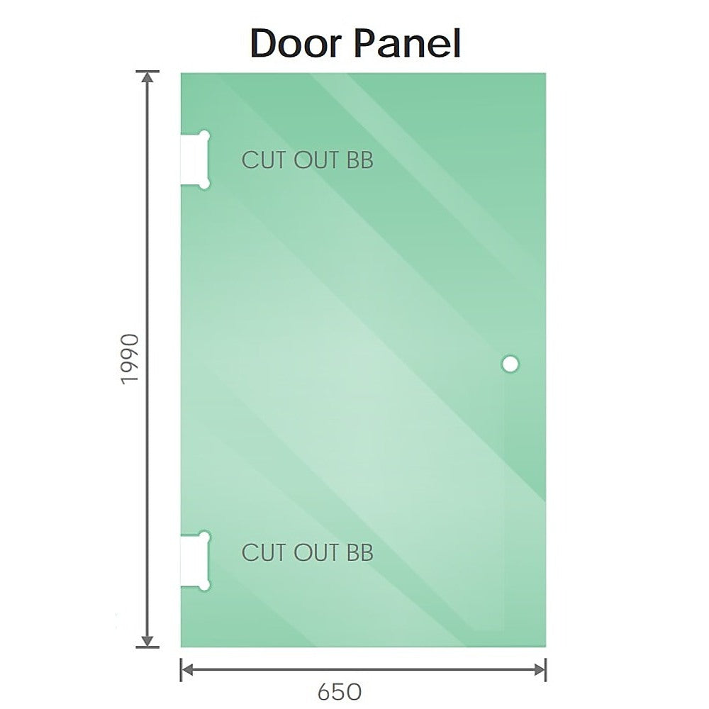 100cm Wall to Wall Frameless Shower Screen with Chrome Channel and SS Hinges , Square Knob Handle