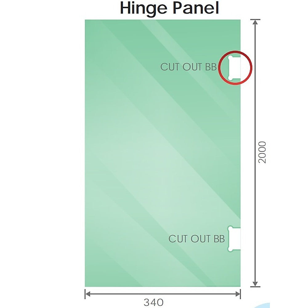 100cm Wall to Wall Frameless Shower Screen with Chrome Channel and SS Hinges , Square Knob Handle