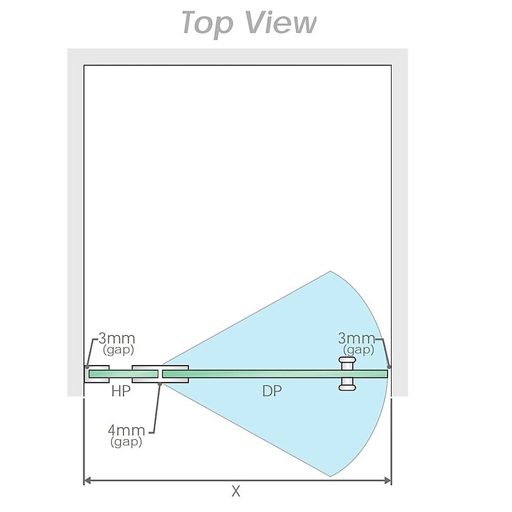 100x70cm Corner Frameless Shower Screen with Chrome Brackets and SS Hinges, Round Knob Handle