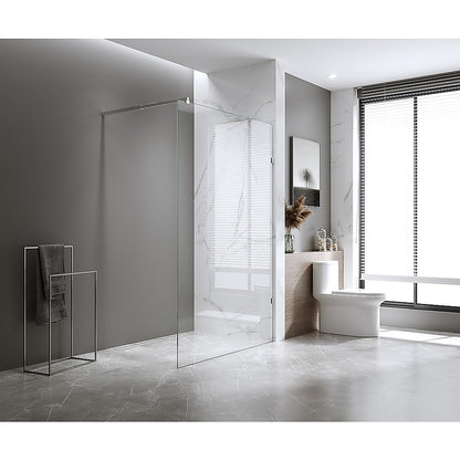 100x200cm Single Shower Glass Screen with Chrome Wall F-Brackets