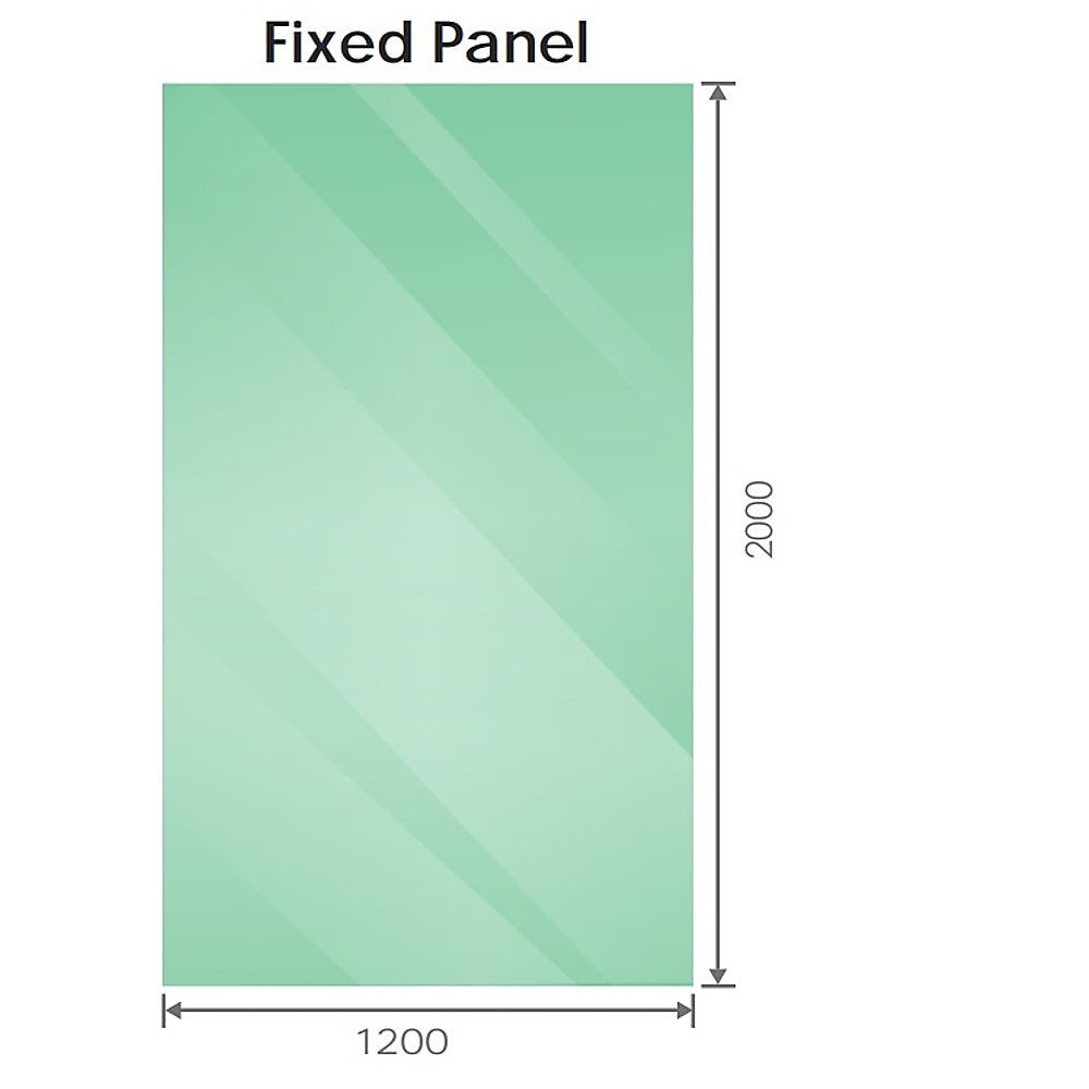 100x200cm Single Shower Glass Screen with Chrome Wall F-Brackets