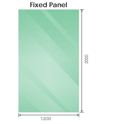 100x200cm Single Shower Glass Screen with Chrome Wall F-Brackets