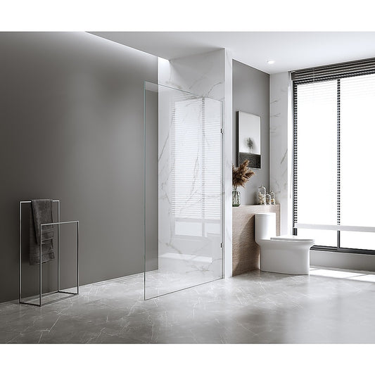 100x200cm Single Shower Glass Screen with Chrome Wall & Floor F Brackets