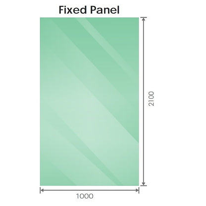 100x210cm Single Shower Glass Screen with White Wall & Floor Channel