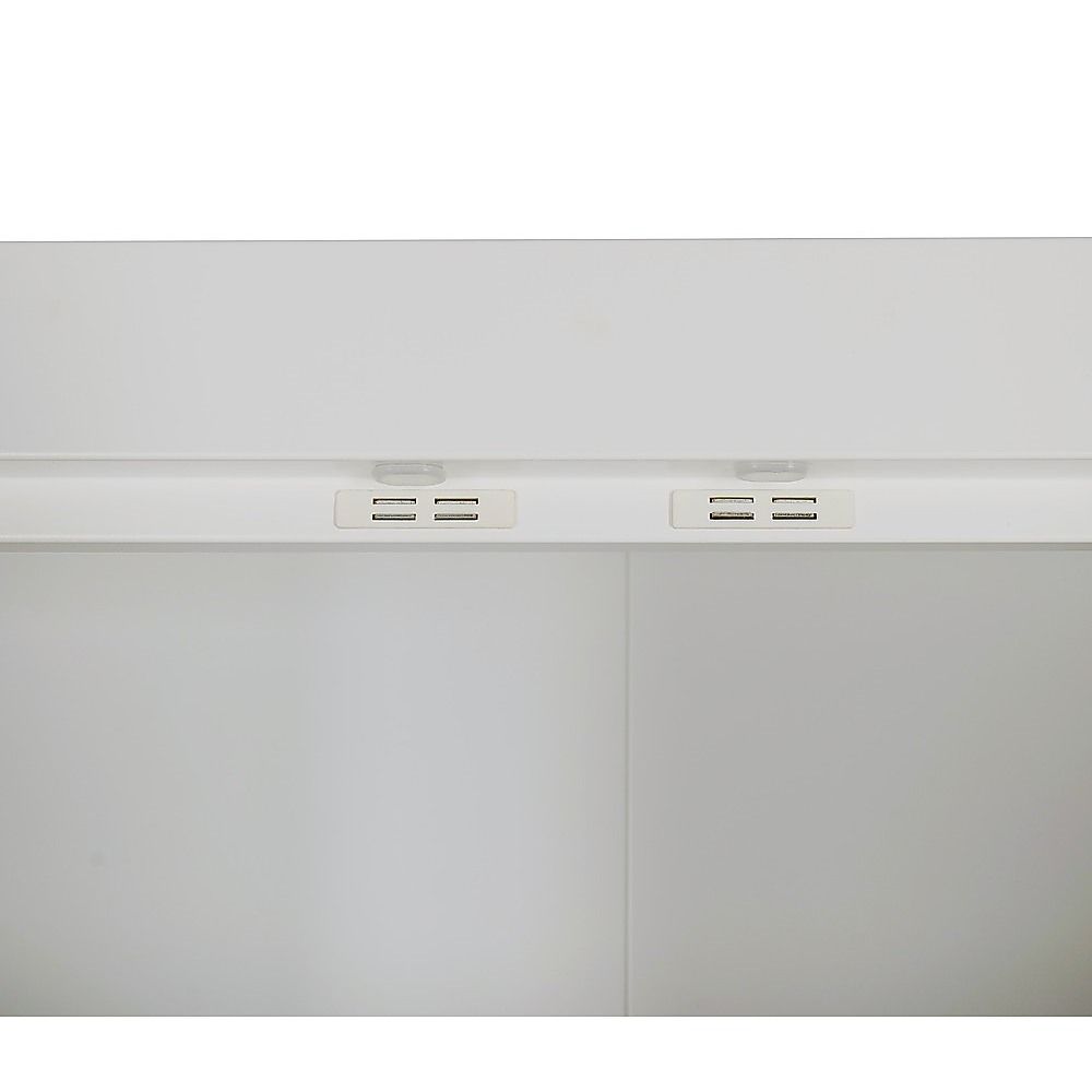 3 Door White Wardrobe – White Handles, Hanging Rail & Shelves