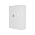 3 Door White Wardrobe – Gold Handles, Hanging Rail & Shelves - YDS.com.au