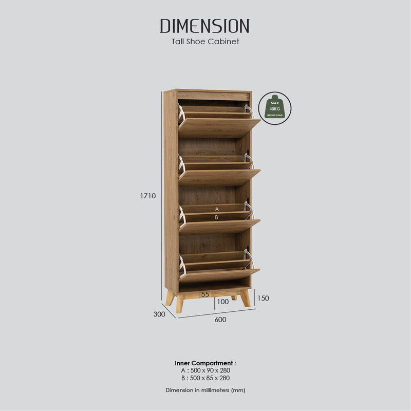 Hirado Tall Shoe Cabinet - Natural