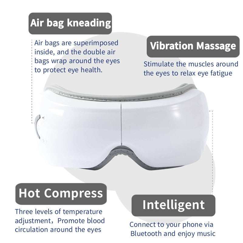 Eye Massager with Vibration and Heat Compression - Air Pressure Eye Therapy Device for Relaxation and Eye Care