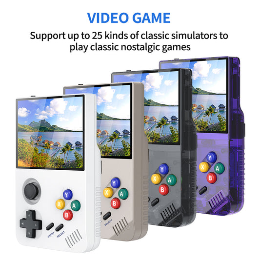 128G Grey MPOWN M19 Handheld Gaming Console - Retro Arcade & PSP Emulator, 3.5-Inch HD Screen, TV Connectivity, Portable 3D Gaming Device