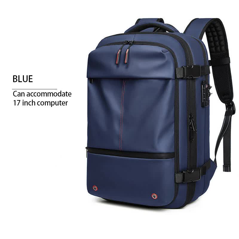 Blue Expandable Waterproof Laptop Backpack - Fits 17-Inch Laptop, Anti-Theft Design, Travel Friendly