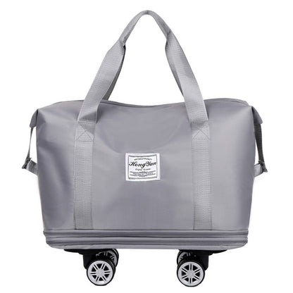 Grey Large Capacity Travel Bag with Expandable Design, Waterproof & Wet-Dry Separation, 360° Spinner Wheels - Ideal for Students, Business, and Maternity