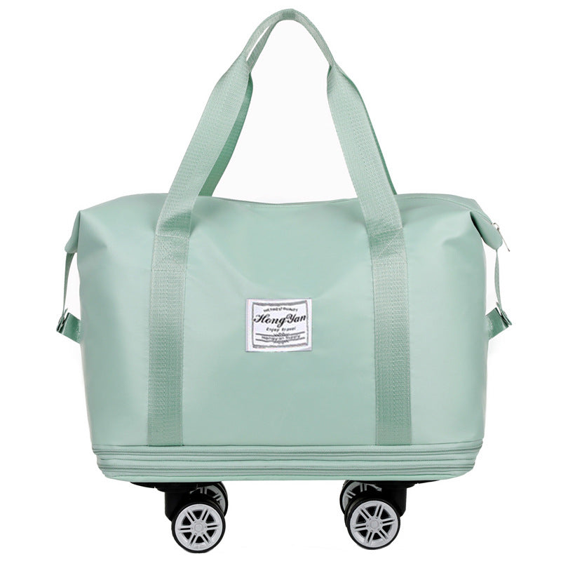 Light Green Large Capacity Travel Bag with Expandable Design, Waterproof & Wet-Dry Separation, 360° Spinner Wheels - Ideal for Students, Business, and Maternity