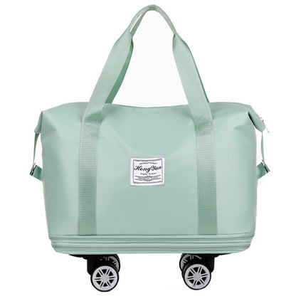 Light Green Large Capacity Travel Bag with Expandable Design, Waterproof & Wet-Dry Separation, 360° Spinner Wheels - Ideal for Students, Business, and Maternity