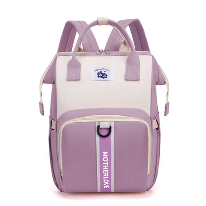 Purple New Large Capacity Mommy Bag – Portable and Lightweight Multi-Function Diaper Backpack, Stylish Baby and Mom Storage Bag