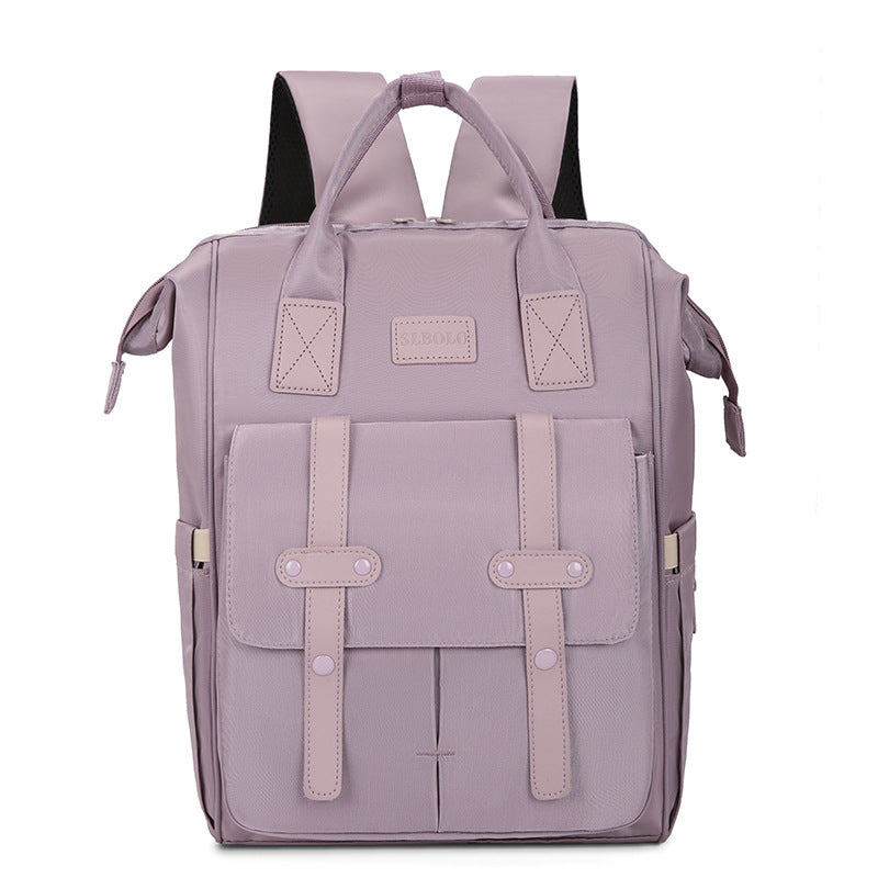 Purple Fashionable Multi-Function Mommy Bag - Large Capacity Diaper Tote and Backpack for Moms, Ideal for Travel and Everyday Use