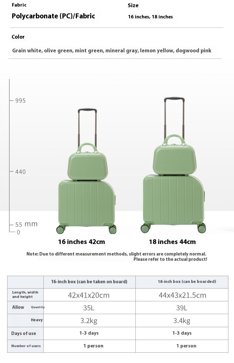 Grain White 18-Inch Lightweight Carry-On Luggage - Waterproof & Anti-Theft Suitcase with Silent Universal Wheels