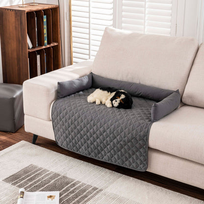 90*120CM Grey Waterproof & Scratch-Resistant Pet Sofa Protector Mat with Pillow | Cat & Dog Bed, Washable, All-Season