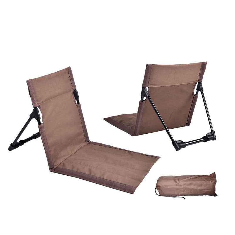 Portable Folding Beach Chair - Reclining Outdoor Seat 68x39.5x40.5cm with Carry Bag in brown