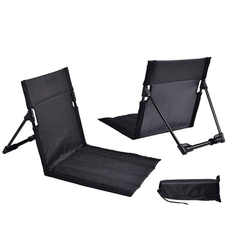 Portable Folding Beach Chair - Reclining Outdoor Seat 68x39.5x40.5cm with Carry Bag in black