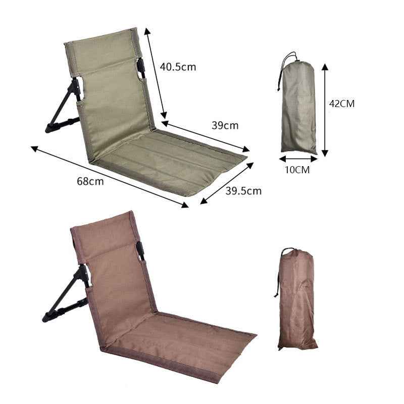 Portable Folding Beach Chair - Reclining Outdoor Seat 68x39.5x40.5cm with Carry Bag in black