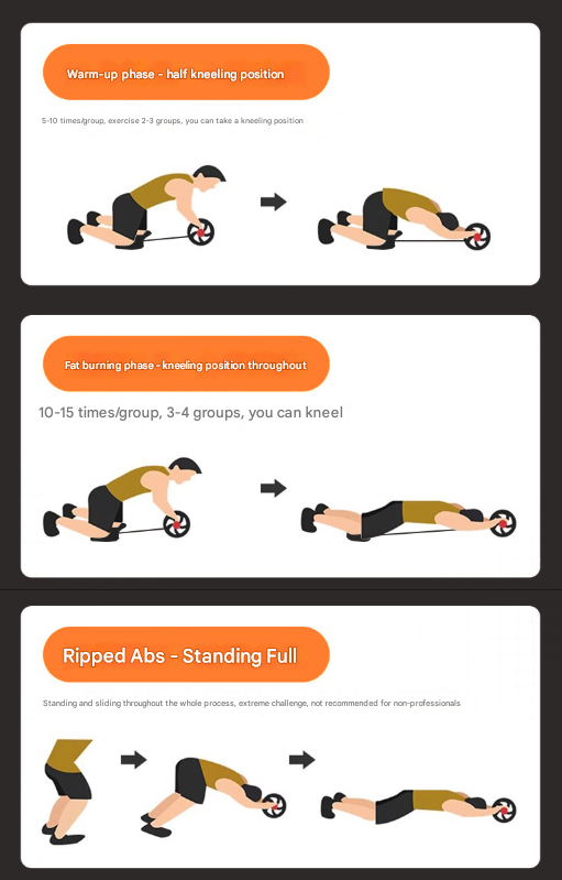 Grey Assisted Rebound Ab Roller with Foldable Knee Pad - Dual Wheel Core Trainer for Home Gym